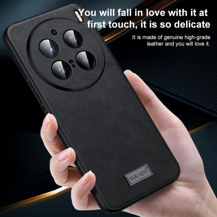 For vivo X100 SULADA Shockproof TPU + Handmade Leather Phone Case(Blue)