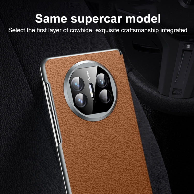For Huawei Mate X5 SULADA Frameless Top Layer Cowhide Leather + PC Phone Case(Blue)