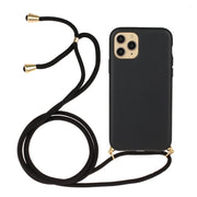 For iPhone 16 Pro Wheat Straw Material + TPU Phone Case with Lanyard(Black)