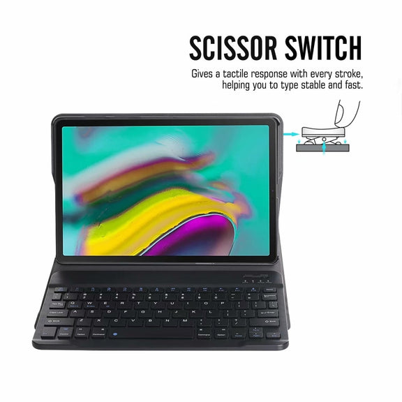 ST500 For Samsung Galaxy Tab A7 T500/T505 10.4 inch 2020 Ultra-thin Detachable Bluetooth Keyboard Leather Tablet Case with Stand & Sleep Function & Backlight(Black)
