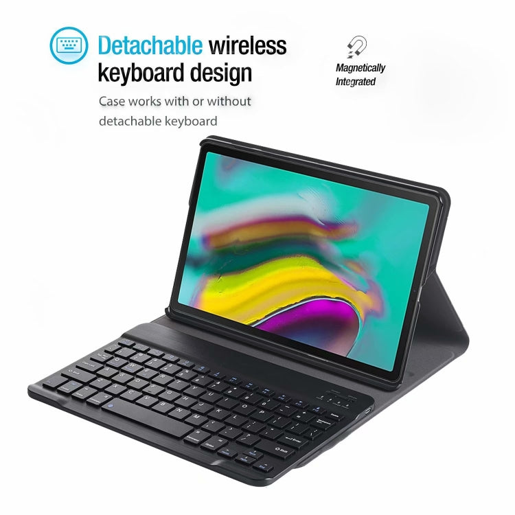 ST500 For Samsung Galaxy Tab A7 T500/T505 10.4 inch 2020 Ultra-thin Detachable Bluetooth Keyboard Leather Tablet Case with Stand & Sleep Function & Backlight(Black)