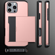 For iPhone 16 Shockproof Armor Phone Case with Card Slot(Red)