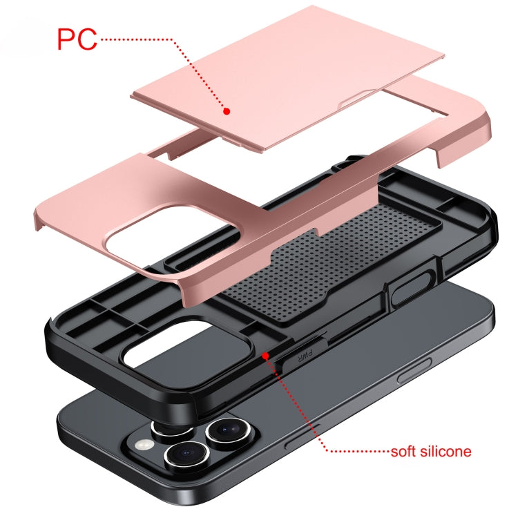 For iPhone 16 Shockproof Armor Phone Case with Card Slot(Blue)