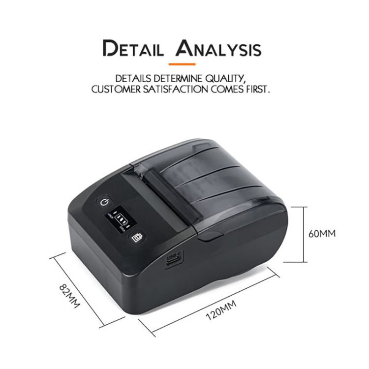 BT-581 58mm USB-C/Type-C + Bluetooth Portable Thermal Printer(EU Plug)