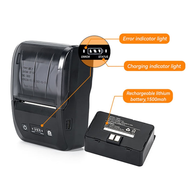 BT-581 58mm USB-C/Type-C + Bluetooth Portable Thermal Printer(US Plug)