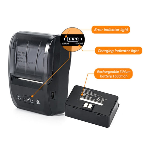 BT-581 58mm USB-C/Type-C + Bluetooth Portable Thermal Printer(US Plug)