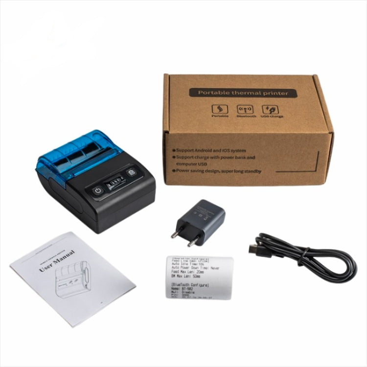BT-582 58mm Type-C + Bluetooth Portable Thermal Printer(EU Plug)