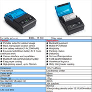 BT-582 58mm Type-C + Bluetooth Portable Thermal Printer(EU Plug)