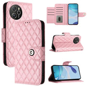 For Blackview Shark 8 Rhombic Texture Flip Leather Phone Case with Lanyard(Pink)