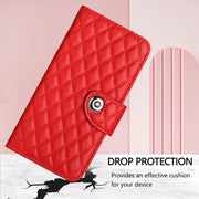 For Ulefone Note 14 Rhombic Texture Flip Leather Phone Case with Lanyard(Red)