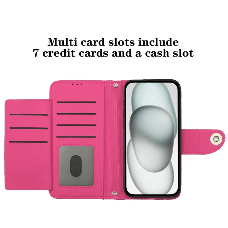 For Ulefone Note 14 Rhombic Texture Flip Leather Phone Case with Lanyard(Rose Red)