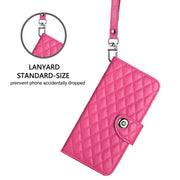 For Ulefone Note 14 Rhombic Texture Flip Leather Phone Case with Lanyard(Rose Red)