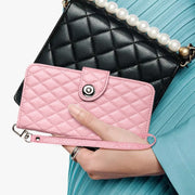 For Ulefone Note 14 Rhombic Texture Flip Leather Phone Case with Lanyard(Pink)