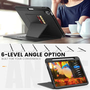 For iPad Air 11 2024 Smart B Magnetic Holder Leather Tablet Case(Black)
