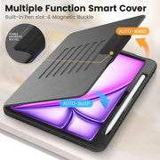 For iPad Air 11 2024 Smart B Magnetic Holder Leather Tablet Case(Black)