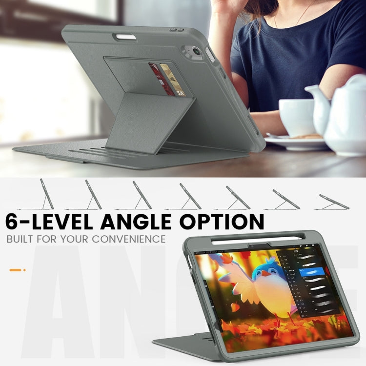 For iPad Air 11 2024 Smart B Magnetic Holder Leather Tablet Case(Grey)