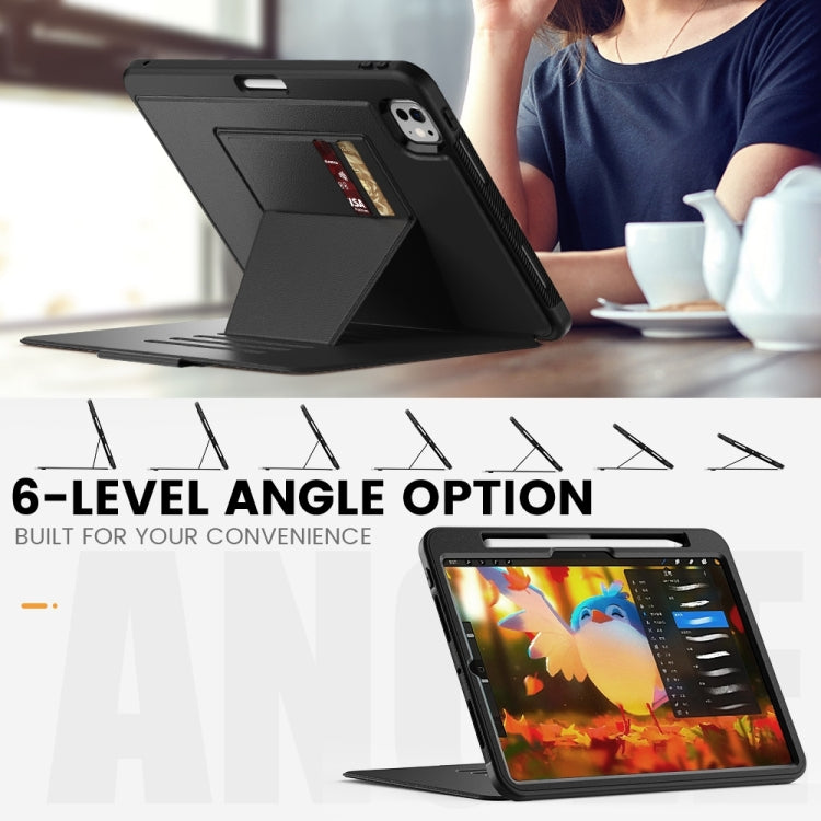 For iPad Pro 11 2024 Smart B Magnetic Holder Leather Tablet Case(Black)