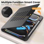 For iPad Pro 11 2024 Smart B Magnetic Holder Leather Tablet Case(Black)