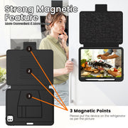 For iPad Pro 11 2024 Smart B Magnetic Holder Leather Tablet Case(Black)