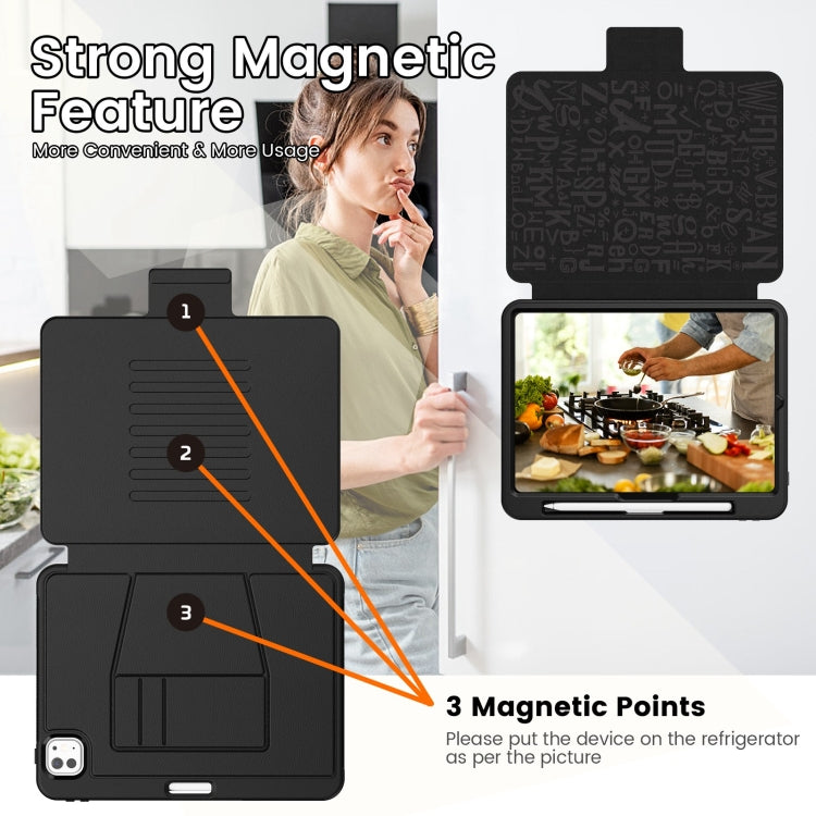 For iPad Pro 11 2024 Smart B Magnetic Holder Leather Tablet Case(Black)