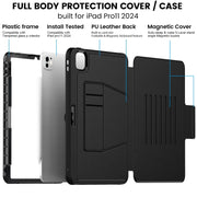 For iPad Pro 11 2024 Smart B Magnetic Holder Leather Tablet Case(Black)