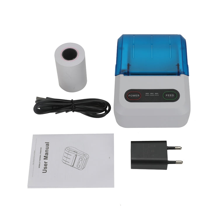 BT-583 58mm USB-C/Type-C + Bluetooth Portable Thermal Printer, Specification:EU Plug(Blue White)