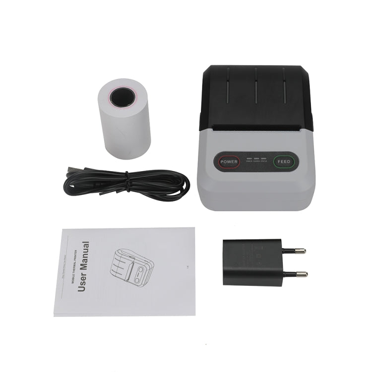 BT-583 58mm USB-C/Type-C + Bluetooth Portable Thermal Printer, Specification:EU Plug(Black White)
