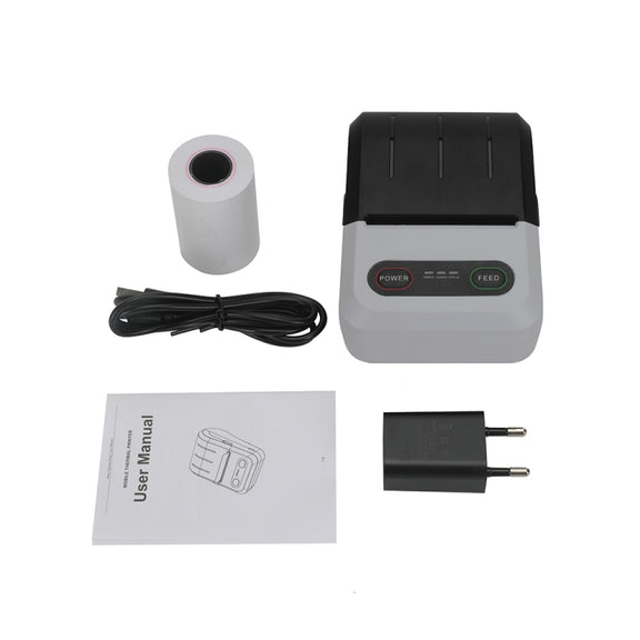 BT-583 58mm USB-C/Type-C + Bluetooth Portable Thermal Printer, Specification:EU Plug(Black White)