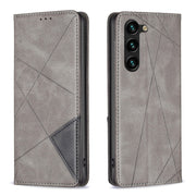 For Samsung Galaxy S25+ 5G Rhombus Texture Magnetic Leather Phone Case(Grey)
