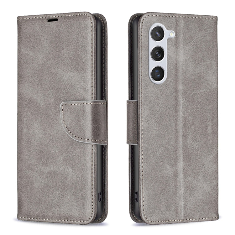 For Samsung Galaxy S25 5G Lambskin Texture Pure Color Flip Leather Phone Case(Grey)