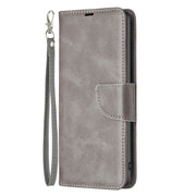 For Samsung Galaxy S25 5G Lambskin Texture Pure Color Flip Leather Phone Case(Grey)