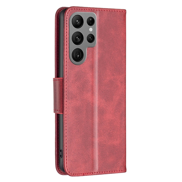 For Samsung Galaxy S25 Ultra 5G Lambskin Texture Pure Color Flip Leather Phone Case(Red)