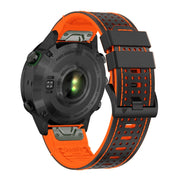 For Garmin Fenix 7 22mm Dot Hole Silicone Leather Quick Release Watch Band(Black Orange)