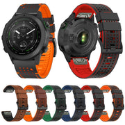 For Garmin Fenix 7 22mm Dot Hole Silicone Leather Quick Release Watch Band(Brown Black)