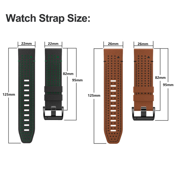 For Garmin Fenix 7 22mm Dot Hole Silicone Leather Quick Release Watch Band(Coffee Orange)