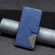 For Samsung Galaxy S25 Ultra 5G Magnetic Buckle Rhombus Texture Leather Phone Case(Blue)
