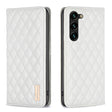 For Samsung Galaxy S25+ 5G Diamond Lattice Magnetic Leather Flip Phone Case(White) - Galaxy S25+ 5G Cases by PMC Jewellery | Online Shopping South Africa | PMC Jewellery | Buy Now Pay Later Mobicred