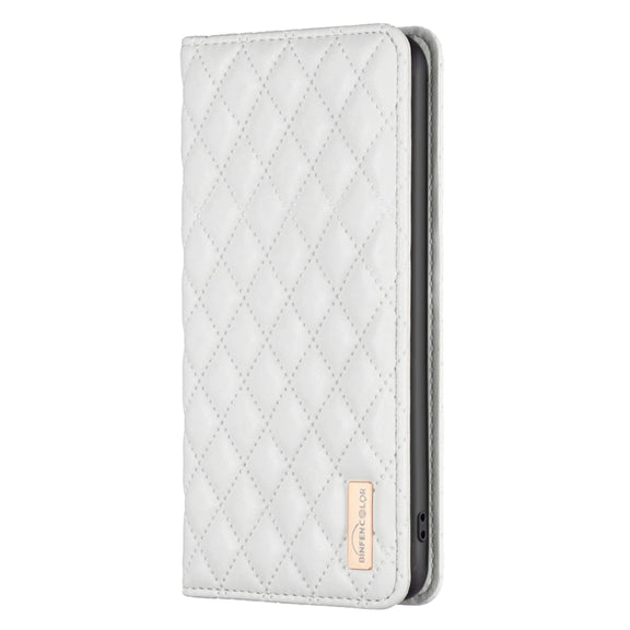 For Samsung Galaxy S25+ 5G Diamond Lattice Magnetic Leather Flip Phone Case(White)