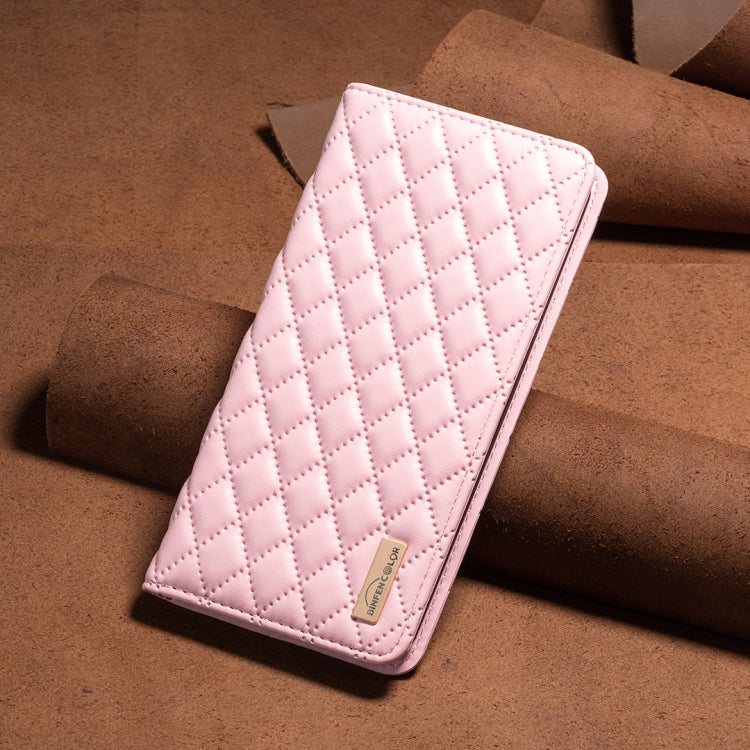 For Samsung Galaxy S25+ 5G Diamond Lattice Magnetic Leather Flip Phone Case(Pink)