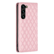 For Samsung Galaxy S25+ 5G Diamond Lattice Magnetic Leather Flip Phone Case(Pink)