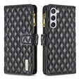 For Samsung Galaxy S25+ 5G Diamond Lattice Zipper Wallet Leather Flip Phone Case(Black) - Galaxy S25+ 5G Cases by PMC TechLife | Online Shopping South Africa | PMC TechLife | Buy Now Pay Later Mobicred