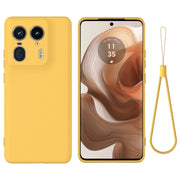For Motorola Moto X50 Ultra Solid Color Liquid Silicone Dropproof Full Coverage Phone Case(Yellow)