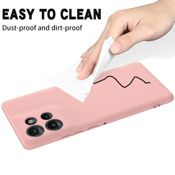 For Motorola Edge 50 Solid Color Liquid Silicone Dropproof Full Coverage Phone Case(Pink)