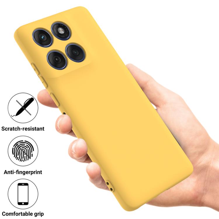 For Motorola Edge 60 Pro Solid Color Liquid Silicone Dropproof Full Coverage Phone Case(Yellow)