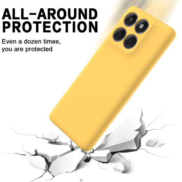 For Motorola Edge 60 Pro Solid Color Liquid Silicone Dropproof Full Coverage Phone Case(Yellow)