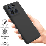 For Motorola Edge 60 Pro Solid Color Liquid Silicone Dropproof Full Coverage Phone Case(Black)