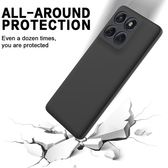 For Motorola Edge 60 Pro Solid Color Liquid Silicone Dropproof Full Coverage Phone Case(Black)
