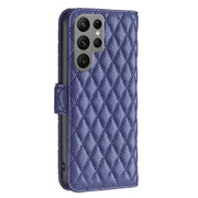 For Samsung Galaxy S25 Ultra 5G Diamond Lattice Wallet Flip Leather Phone Case(Blue)