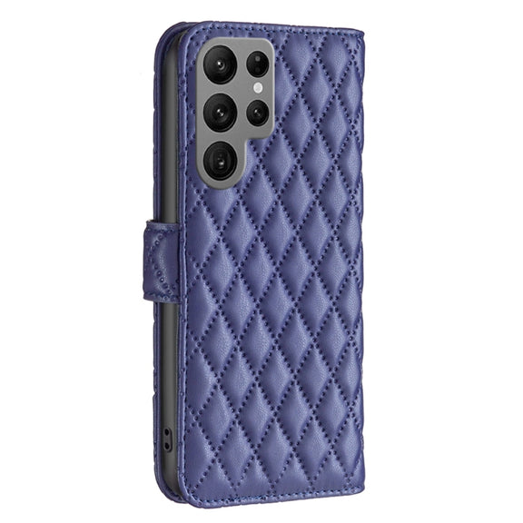 For Samsung Galaxy S25 Ultra 5G Diamond Lattice Wallet Flip Leather Phone Case(Blue)