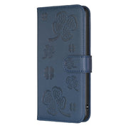 For Samsung Galaxy S25 Ultra 5G Four-leaf Embossed Leather Phone Case(Blue)